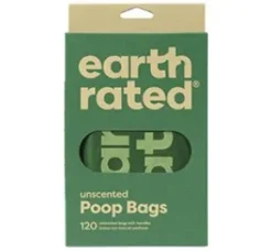 Earth Rated miljövänliga bajspåsar med handtag, Unscented, 120 st