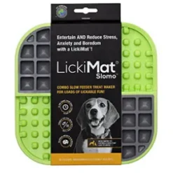 LickiMat Slomo - Slickmatta Hund, Grön/Grå, 20 cm